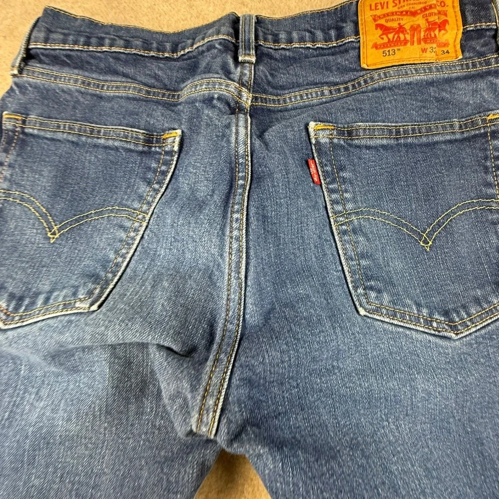 Levis 513 Slim Straight Jeans Mens 32x34 Medium Wash Denim Pants P0894